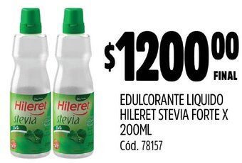 Supermercados Yaguar EDULCORANTE LIQUIDO HILERET STEVIA FORTE X 200ML oferta