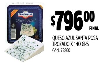 Supermercados Yaguar QUESO AZUL SANTA ROSA TROZADO X 140 GRS oferta