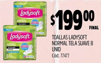 Supermercados Yaguar TOALLAS LADYSOFT NORMAL TELA SUAVE 8 UNID oferta