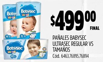 Supermercados Yaguar PAÑALES BABYSEC ULTRASEC REGULAR VS TAMAÑOS oferta