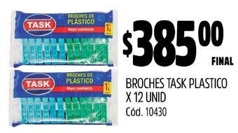 Supermercados Yaguar BROCHES TASK PLASTICO X 12 UNID oferta