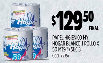 Supermercados Yaguar PAPEL HIGIENICO MY HOGAR BLANCO 1 ROLLO X 50 MTS oferta