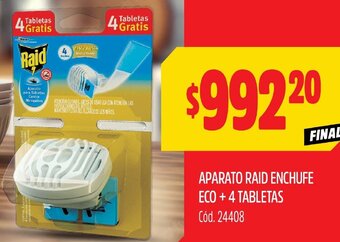 Supermercados Yaguar APARATO RAID ENCHUFE ECO + 4 TABLETAS Cód. 24408 oferta