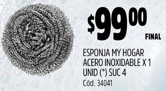 Supermercados Yaguar ESPONJA MY HOGAR ACERO INOXIDABLE X1 UNID oferta