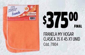 Supermercados Yaguar FRANELA MY HOGAR CLASICA 35 X 45 X1 UNID oferta