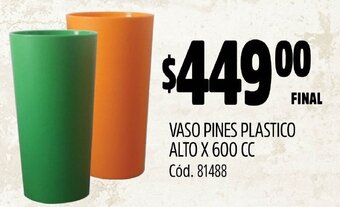 Supermercados Yaguar VASO PINES PLASTICO ALTO X 600 CC Cód. 81488 oferta