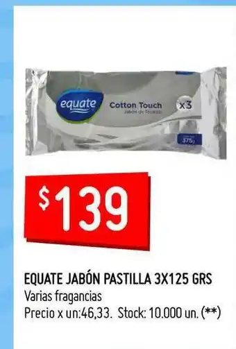 Walmart Equate Jabón Pastilla 3 x 125grs oferta