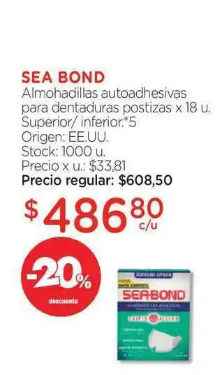 Farmacity Sea Bond Almohadillas Autoadhesivas Para Dentaduras Postizas -20% Descuento oferta