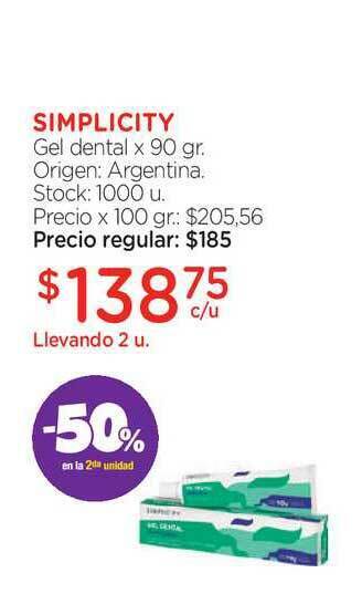 Farmacity Simplicity Gel Dental x 90gr oferta