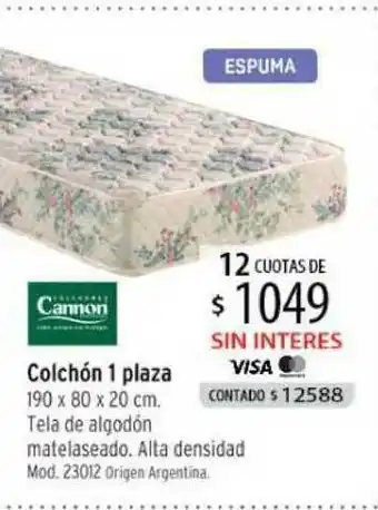 Authogar Colchón 1 Plaza Cannon 190x80x20cm oferta