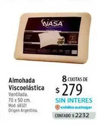 Authogar Almohada Viscoelástica Ventilada Nasa 70 x 50cm oferta