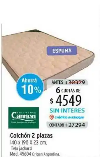 Authogar Colchón 2 Plazas Cannon 140 x 190 x23cm oferta