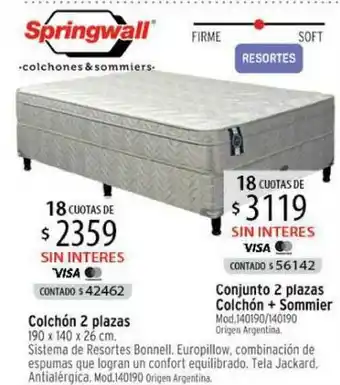Authogar Colchón 2 Plazas Conjunto 2 Plazas Colchón + Sommier Springwall oferta
