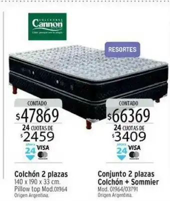 Authogar Colchón 2 Plazas Conjunto 2 Plazas Colchón + Sommier Cannon oferta