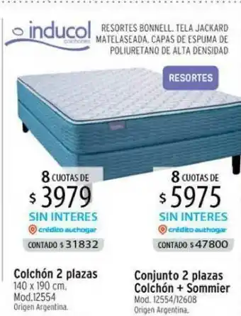Authogar Colchón 2 Plazas Conjunto 2 Plazas Colchón + Sommier Inducol oferta