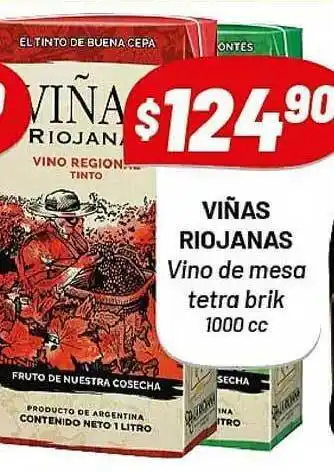 Almacor Viñas Riojanas Vino De Messa Tetra Brik 1000cc oferta