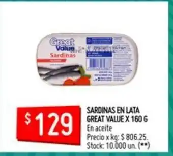 Changomas Great Value Sardinas en Lata x 160g oferta