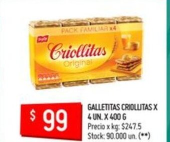 Changomas Criollitas Galletitas x 4un x 400g oferta