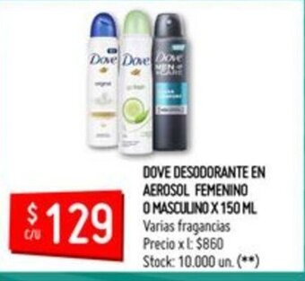 Changomas Dove Desodorante En Aerosol Femenino O Masculino x 150ml oferta