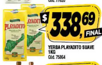 Supermercados Yaguar Playadito Yerba Suave 1kg oferta