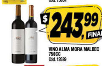 Supermercados Yaguar Vino Alma Mora Malbec 750cc oferta