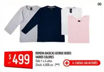 Changomas Remera Bascas George Bebes Varios Colores oferta