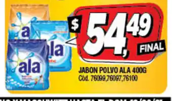 Supermercados Yaguar Ala Jabon Polvo 400g oferta