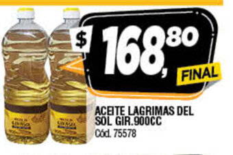 Supermercados Yaguar Aceite Lagrimas del Sol Gir. 900cc oferta