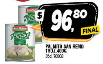 Supermercados Yaguar San Remo Palmito Troz. 400g oferta
