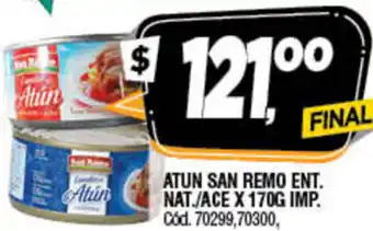 Supermercados Yaguar Atun San Remo Ent. Nat/Ace/ x 170g oferta