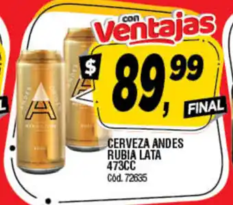 Supermercados Yaguar Andes Cerveza Rubia Lata 473cc oferta