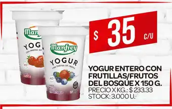 Supermercados DIA Manfrey Yogur Entero Con Frutillas/Frutos Del Bosque x 150g oferta