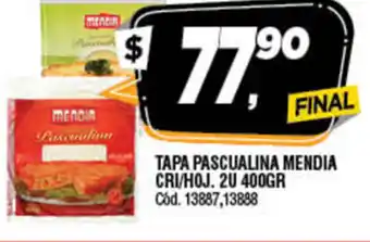 Supermercados Yaguar Mendia Tapa Pascualina Cri/Hoj. 2u 400gr oferta