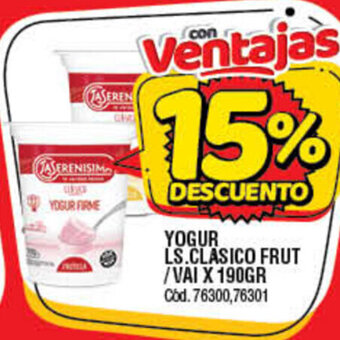 Supermercados Yaguar Yogur Ls.Clasico Frut/Vai x 190gr oferta