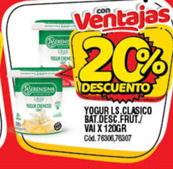Supermercados Yaguar Yogur Ls.Clasico Bat.Desc.Frut./Vai x 120gr oferta