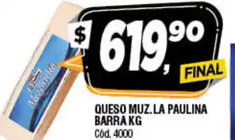 Supermercados Yaguar La Paulina Queso Muz. Barra kg oferta