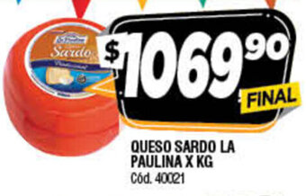 Supermercados Yaguar La Paulina Queso Sardo oferta