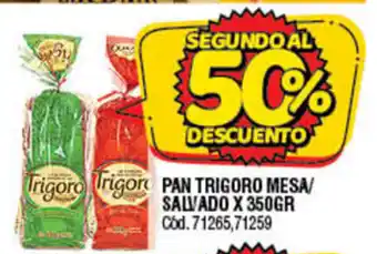 Supermercados Yaguar Pan Trigoro Mesa/Salvado x 350gr oferta