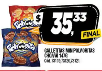 Supermercados Yaguar Mini Polvoritas Galletitas Cho/Vai 147g oferta