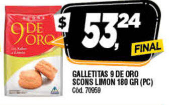 Supermercados Yaguar 9 De Oro Galletitas Scons Limon 180gr oferta