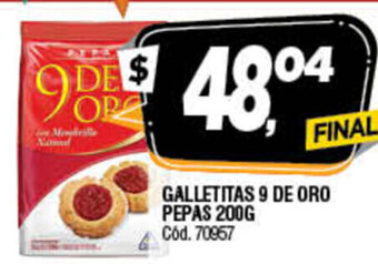 Supermercados Yaguar 9 De Oro Galletitas Pepas 200g oferta