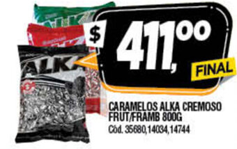 Supermercados Yaguar Caramelos Alka Cremoso Frut/Framb 800g oferta