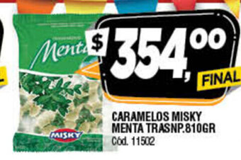 Supermercados Yaguar Caramelos Misky Menta Trasnp 810gr oferta