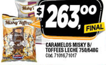 Supermercados Yaguar Caramelos Misky B/Toffees leche 750/648g oferta
