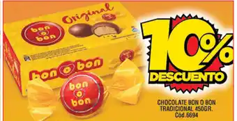 Supermercados Yaguar Chocolate Bon O Bon Tradicional 450gr oferta