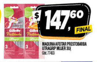 Supermercados Yaguar Maquina afeitar Prestobarba Ultragrip Mujer 3u oferta