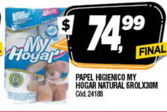 Supermercados Yaguar My Hogar Papel Higienico Natural 6rolx30m oferta