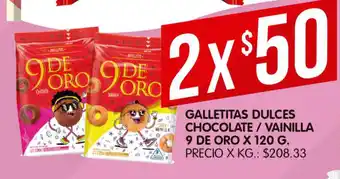 Supermercados DIA 9 De Oro Galletitas Dulces Chocolate / Vainilla x 120g oferta