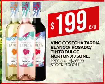 Supermercados DIA Cosecha Tardia Vino Blanco/ Rosado/ Tinto Dulce Norton x 750ml oferta