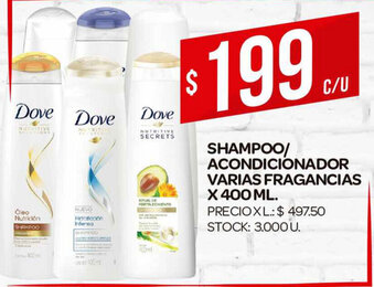 Supermercados DIA Dove Shampoo/ Acondicionador Varias Fragancias x 400ml oferta